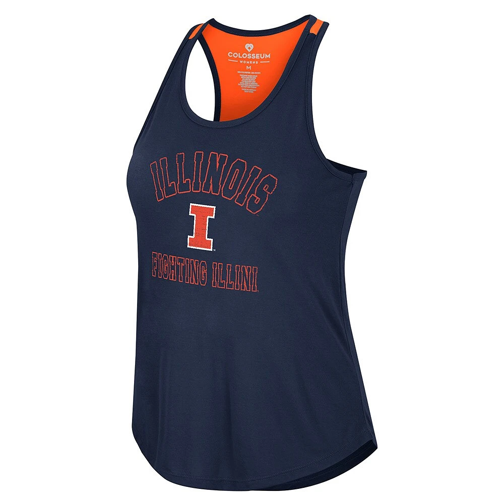 Women's Colosseum Navy Illinois Fighting Illini 10 Days Racerback Scoop Neck Tank Top