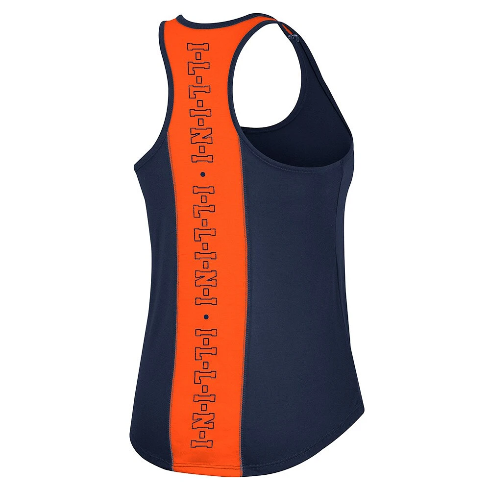 Women's Colosseum Navy Illinois Fighting Illini 10 Days Racerback Scoop Neck Tank Top