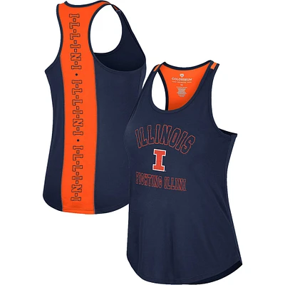 Débardeur à col rond et dos nageur pour femmes Colosseum Navy Illinois Fighting Illini 10 Days