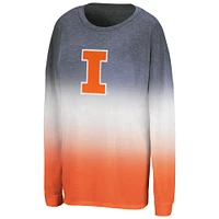 Women's Colosseum Navy Illinois Fighting Illini Winkle Dip Dye Long Sleeve T-Shirt