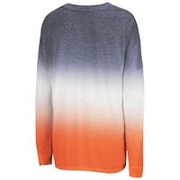 Women's Colosseum Navy Illinois Fighting Illini Winkle Dip Dye Long Sleeve T-Shirt