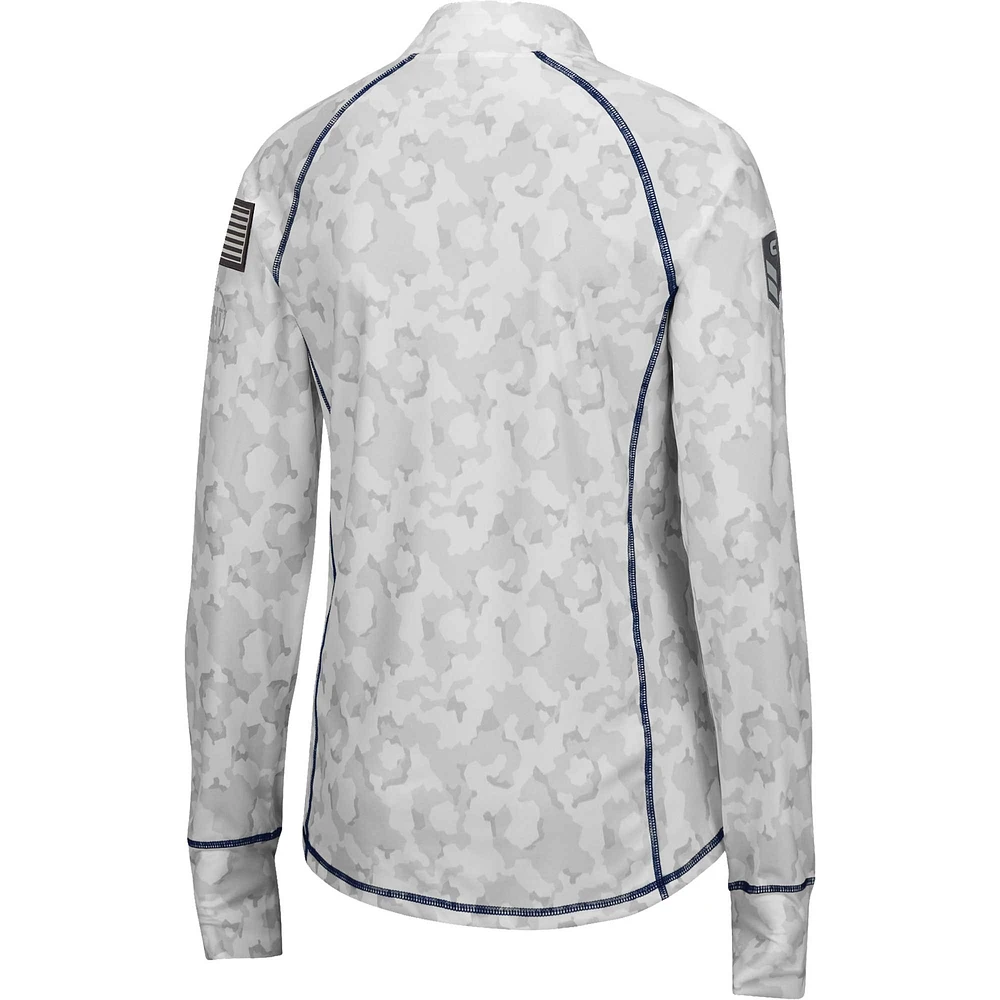 Women's Colosseum White Illinois Fighting Illini OHT Military Appreciation Officer Arctic Camo Fitted Lightweight 1/4-Zip Jacket