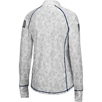Women's Colosseum White Illinois Fighting Illini OHT Military Appreciation Officer Arctic Camo Fitted Lightweight 1/4-Zip Jacket