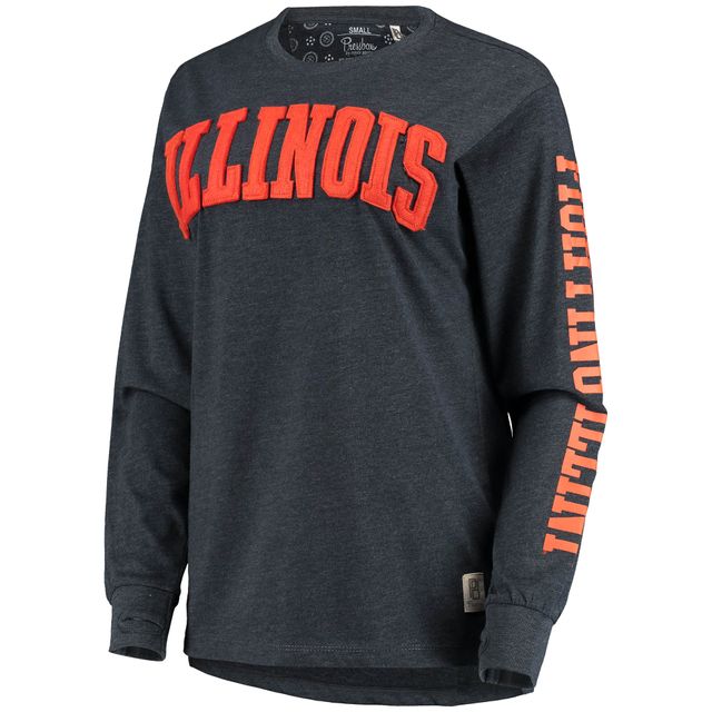 T-shirt à manches longues Pressbox Illinois Fighting Illini Two-Hit Canyon pour femme, bleu marine
