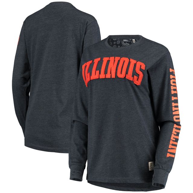T-shirt à manches longues Pressbox Illinois Fighting Illini Two-Hit Canyon pour femme, bleu marine
