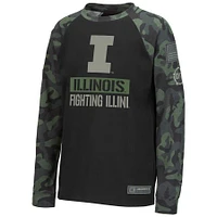 Youth Colosseum Black/Camo Illinois Fighting Illini OHT Military Appreciation Raglan Long Sleeve T-Shirt