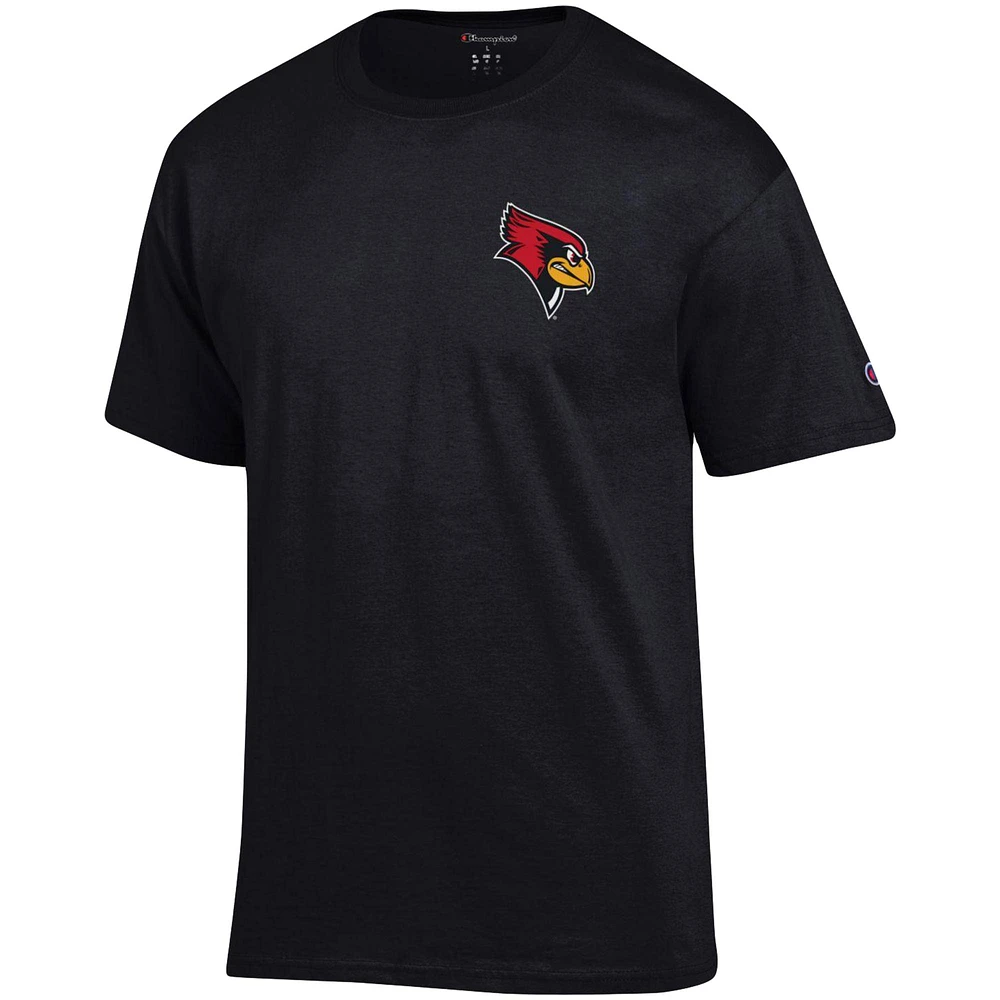 Men's Champion Black Illinois State Redbirds Stack 2-Hit T-Shirt