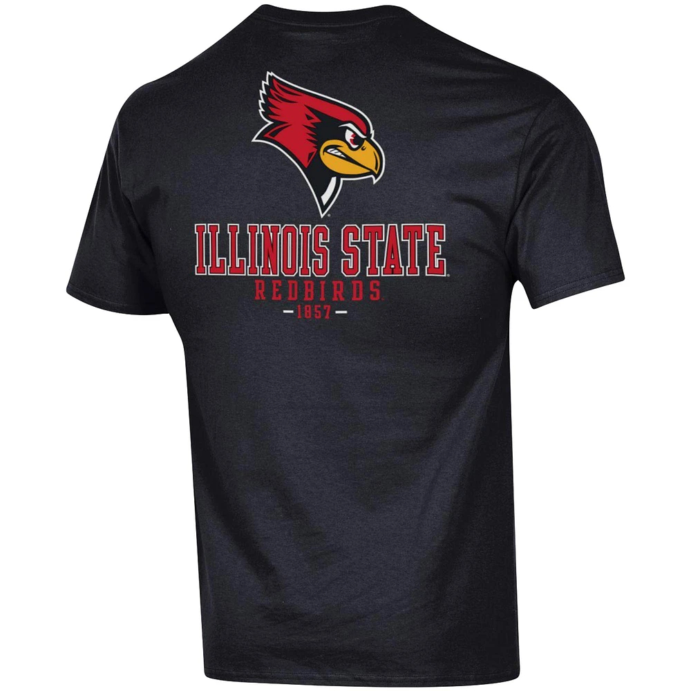 Men's Champion Black Illinois State Redbirds Stack 2-Hit T-Shirt