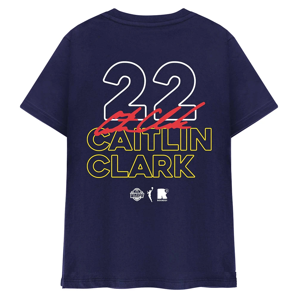 Unisex round21 Caitlin Clark Navy Indiana Fever Player Signature T-Shirt