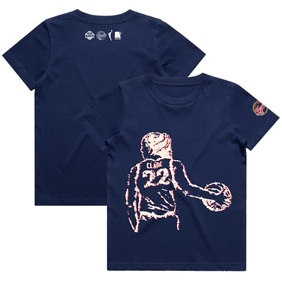 T-shirt round21 Caitlin Clark pour jeunes, bleu marine, Indiana Fever Draft Night