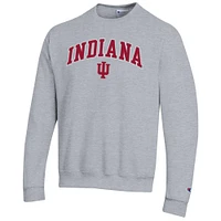 Men's Champion  Heather Gray Indiana Hoosiers Arch Over Logo Pullover Sweatshirt