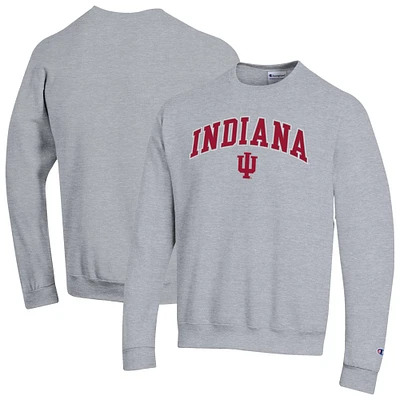 Men's Champion  Heather Gray Indiana Hoosiers Arch Over Logo Pullover Sweatshirt