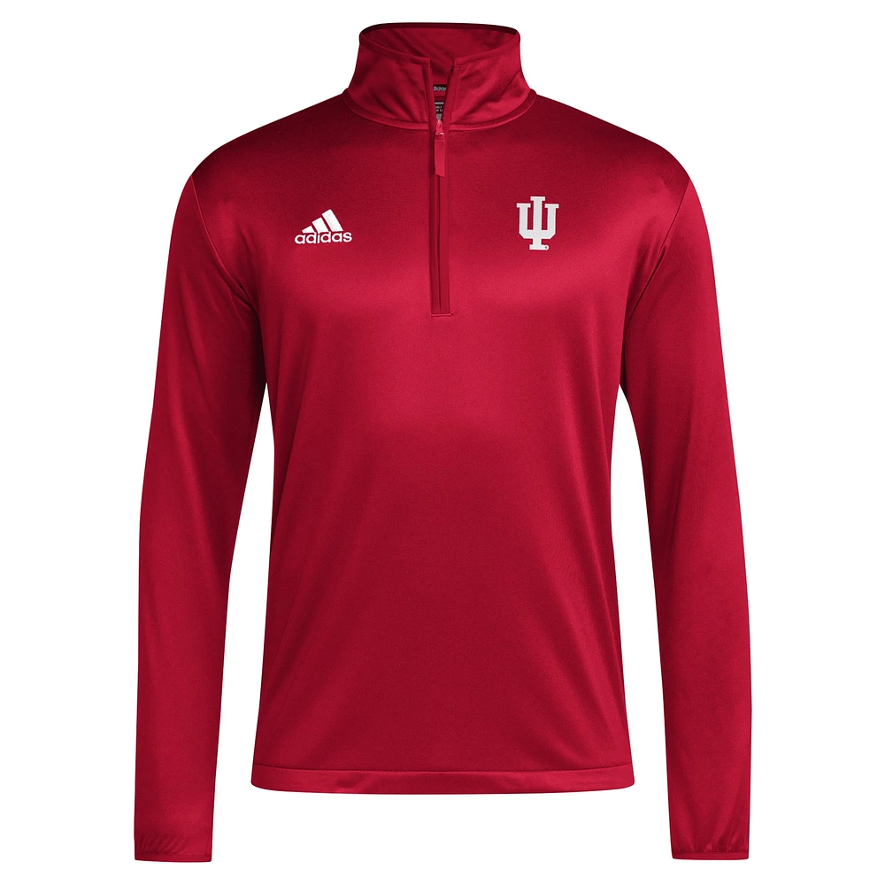 Men's adidas Crimson Indiana Hoosiers 2024 Coaches Sideline Quarter-Zip Top