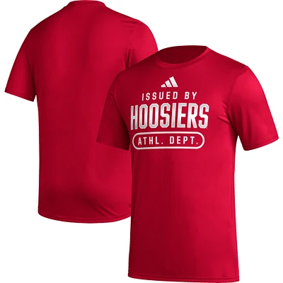 T-shirt d'avant-match adidas Crimson Indiana Hoosiers AEROREADY pour homme