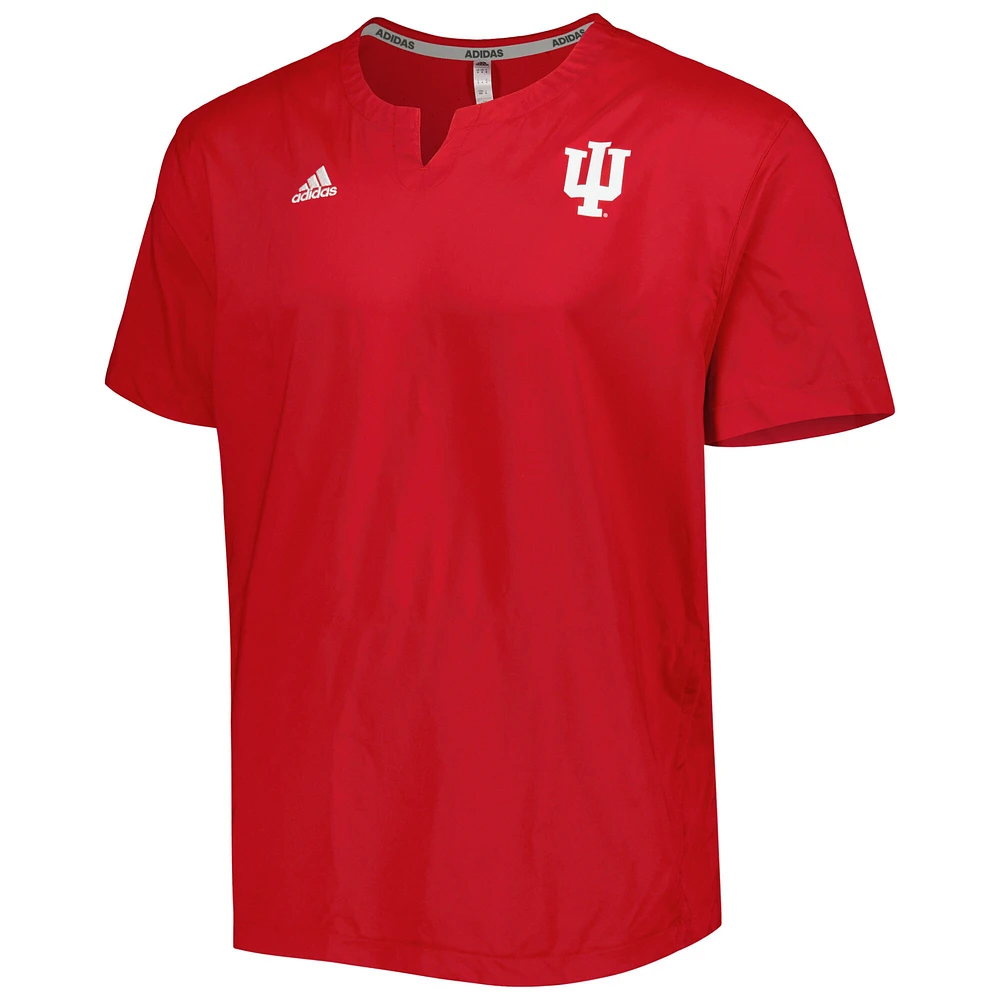 Men's adidas Crimson Indiana Hoosiers Notch Neck Iron Cage Top