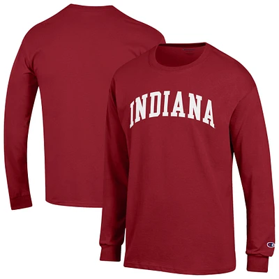 T-shirt à manches longues Champion Crimson Indiana Hoosiers Basic Arch pour homme