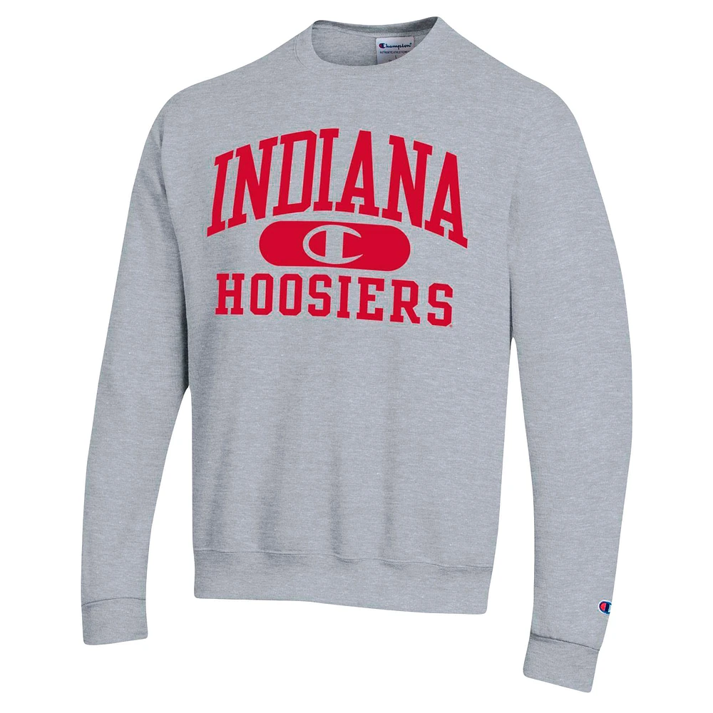 Men's Champion Heather Gray Indiana Hoosiers Arch Pill Sweatshirt