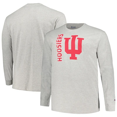 Champion Heather Grey Indiana Hoosiers Big & Tall Mascot T-shirt à manches longues pour hommes
