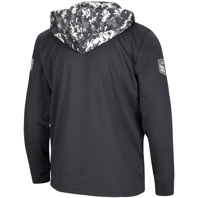 Colosseum Charcoal Indiana Hoosiers OHT Military Appreciation Digital Camo Quarter-Zip Sweat à capuche pour homme