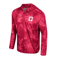 Men's Colosseum Crimson Indiana Hoosiers Palms Printed Lightweight Quarter-Zip Hooded Top