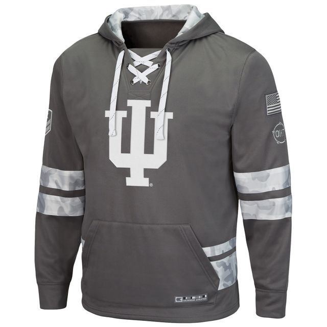 Colosseum Grey Indiana Hoosiers OHT Military Appreciation Sweat à capuche lacets pour homme