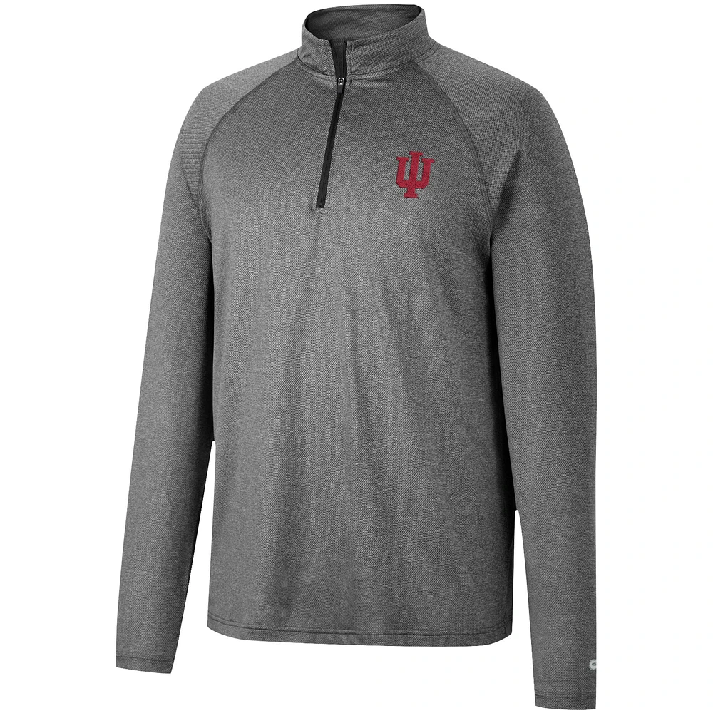 Men's Colosseum Heathered Gray Indiana Hoosiers Earth First Raglan Quarter-Zip Windshirt