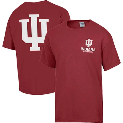 T-shirt avec logo vintage pour hommes, délavé confort, cramoisi, Indiana Hoosiers