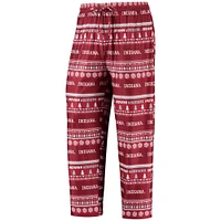 Men's Concepts Sport Crimson Indiana Hoosiers Ugly Sweater Long Sleeve T-Shirt and Pants Sleep Set