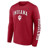 Men's Fanatics Crimson Indiana Hoosiers Distressed Arch Over Logo Long Sleeve T-Shirt