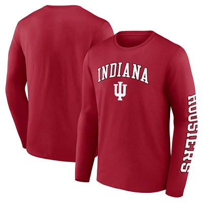 T-shirt à manches longues avec logo Fanatics Crimson Indiana Hoosiers pour hommes