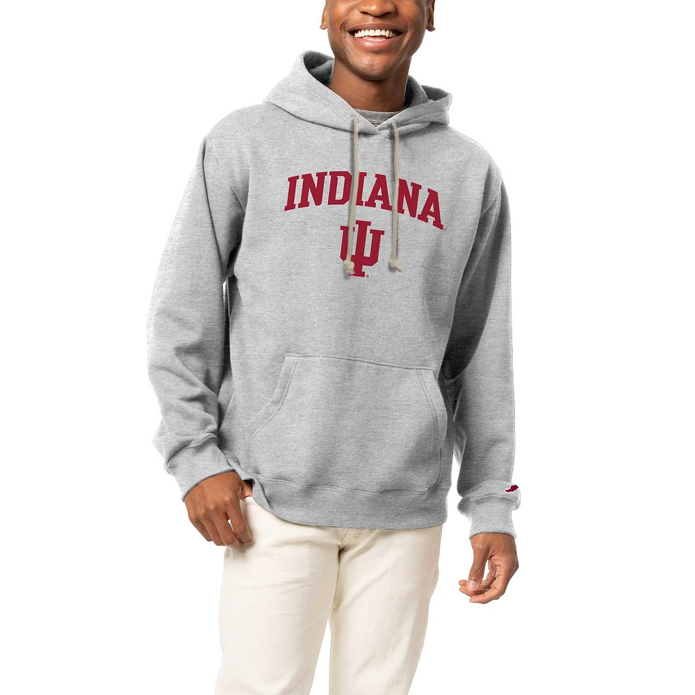 Men's League Collegiate Wear  Heather Gray Indiana Hoosiers Tall Arch Essential Pullover Hoodie