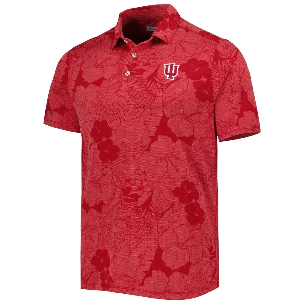Men's Tommy Bahama Crimson Indiana Hoosiers Miramar Blooms Polo
