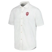 Men's Tommy Bahama White Indiana Hoosiers Coconut Point Palm Vista IslandZone Camp Button-Up Shirt