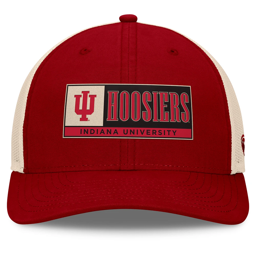 Men's Top of the World Crimson/Natural Indiana Hoosiers Bennett Trucker Adjustable Hat