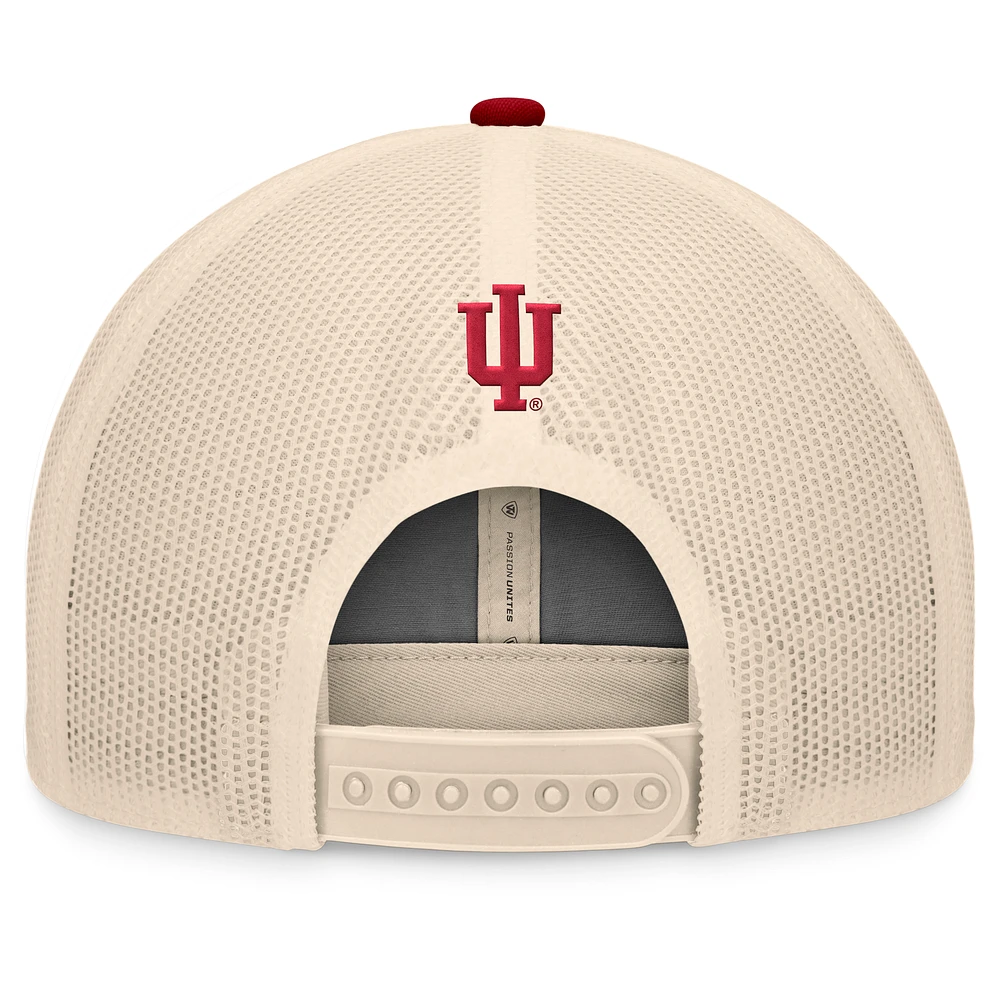 Men's Top of the World Crimson/Natural Indiana Hoosiers Bennett Trucker Adjustable Hat