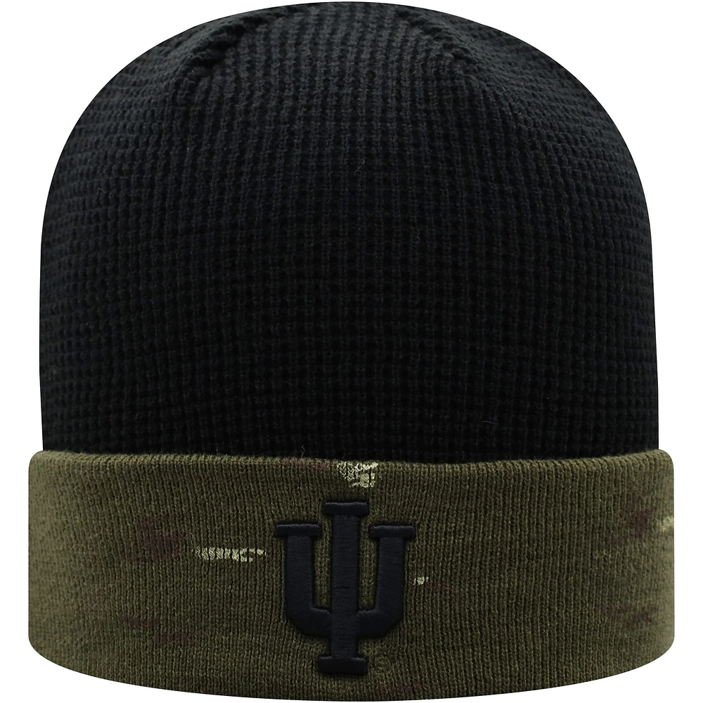 Top of the World Olive/Black Indiana Hoosiers OHT Military Appreciation Skully Cuffed Knit Hat