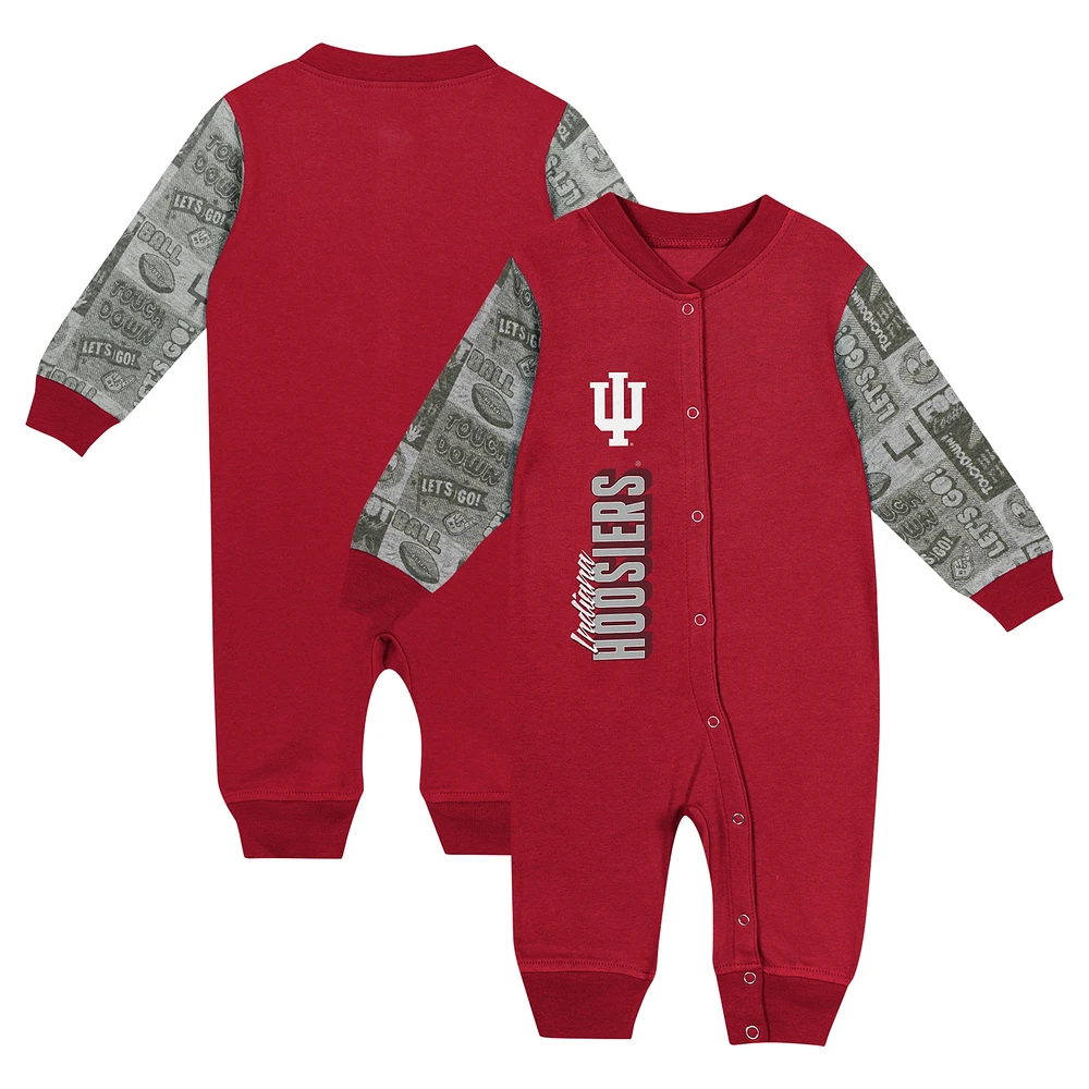 Combinaison à manches longues colorblock pour nouveau-né et nourrisson Crimson Indiana Hoosiers Playbook