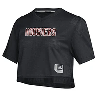 Women's adidas Black Indiana Hoosiers Primegreen V-Neck Cropped Jersey