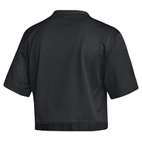 Women's adidas Black Indiana Hoosiers Primegreen V-Neck Cropped Jersey