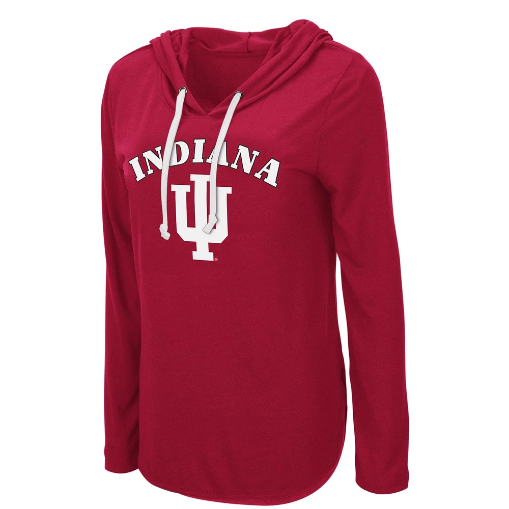 Women's Colosseum Crimson Indiana Hoosiers My Lover Lightweight Hooded Long Sleeve T-Shirt