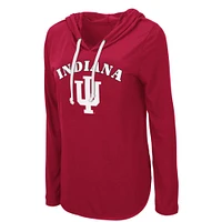 Women's Colosseum Crimson Indiana Hoosiers My Lover Lightweight Hooded Long Sleeve T-Shirt