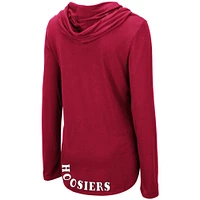 Women's Colosseum Crimson Indiana Hoosiers My Lover Lightweight Hooded Long Sleeve T-Shirt