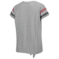 Women's Colosseum Heathered Gray Indiana Hoosiers Boo You Raglan Knotted T-Shirt