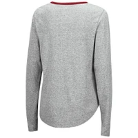 Women's Colosseum Heathered Gray Indiana Hoosiers Sundial Tri-Blend Long Sleeve Lace-Up T-Shirt