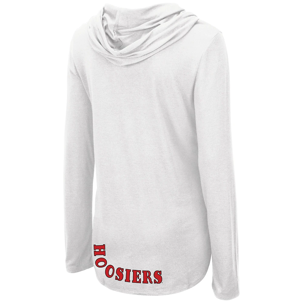 Women's Colosseum White Indiana Hoosiers My Lover Lightweight Hooded Long Sleeve T-Shirt