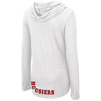 Women's Colosseum White Indiana Hoosiers My Lover Lightweight Hooded Long Sleeve T-Shirt
