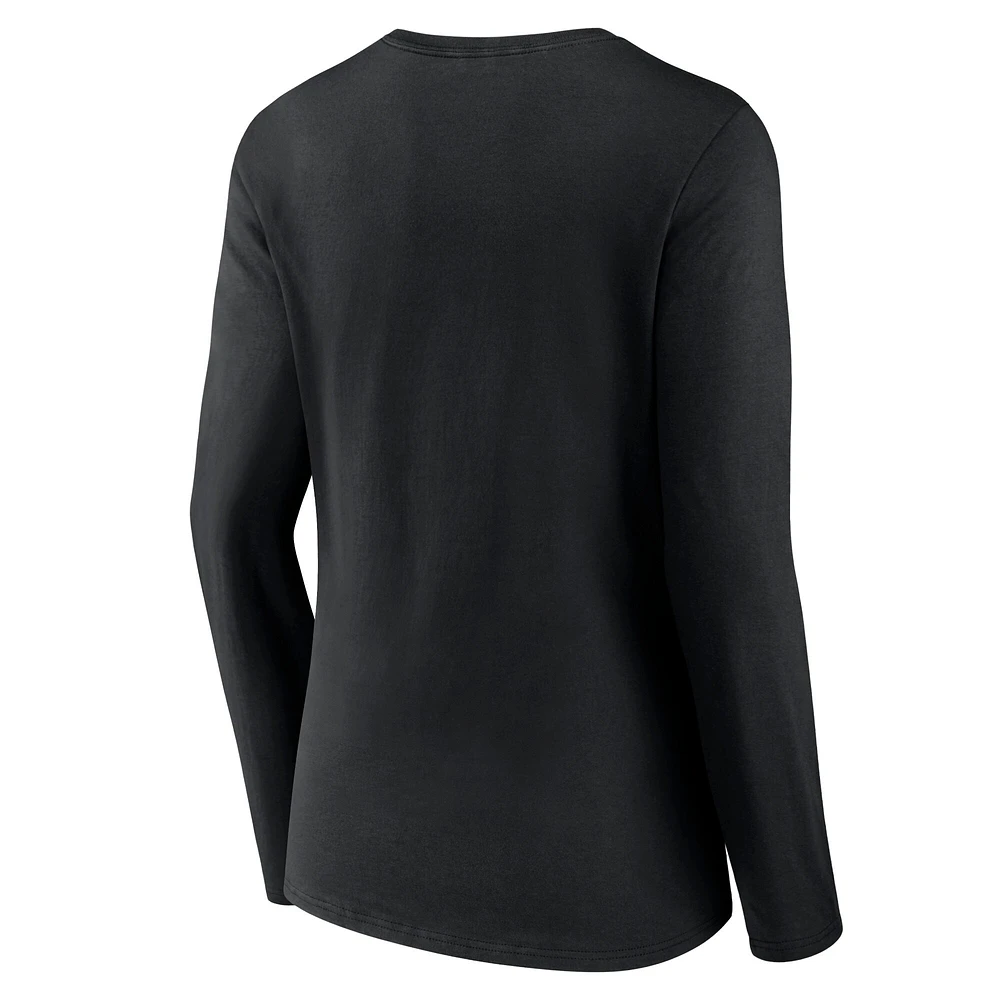 Women's Fanatics Black Indiana Hoosiers Campus Long Sleeve V-Neck T-Shirt