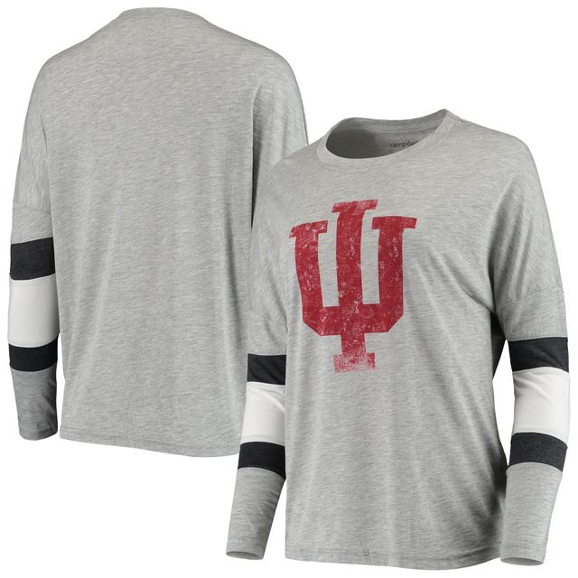 T-shirt à manches longues Indiana Hoosiers Swell Stripe gris chiné pour femme