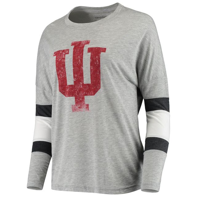T-shirt à manches longues Indiana Hoosiers Swell Stripe gris chiné pour femme