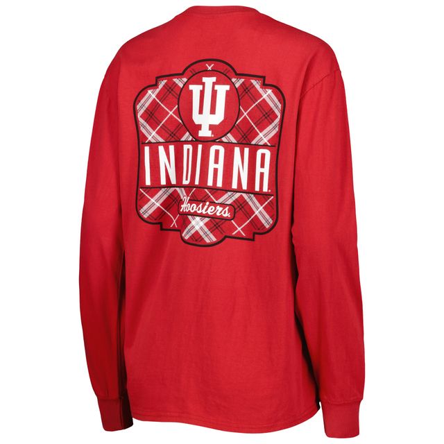 T-shirt à manches longues Pressbox Crimson Indiana Hoosiers Valencia Plaid 2-Hit pour femme